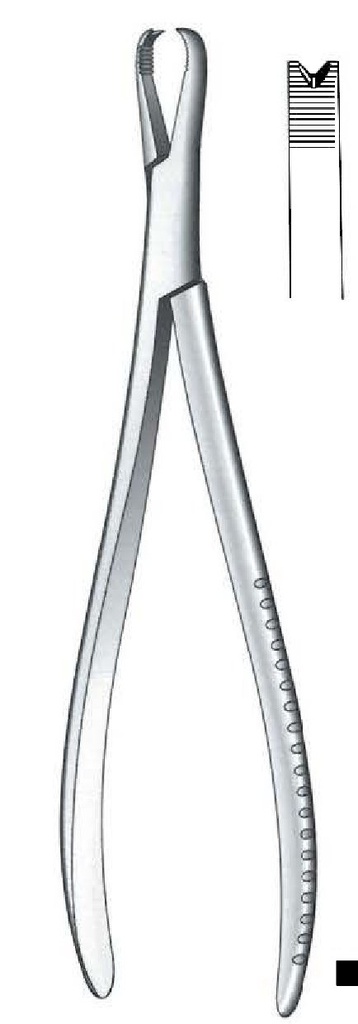 Pinza de sujeción para huesos modelo pesado, punta en forma de V