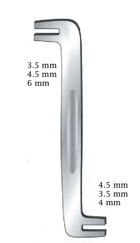 Doblador de placas óseas, tamaño = 6 mm, 4 mm