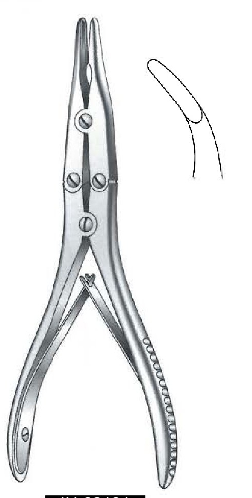 Pinza para sinovectomía Kleinert-Kutz, curvada completamente, punta de 3 x 8 mm