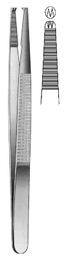 Bonney Tissue Forceps, teeth = 2:3 - length = 18 cm / 7"