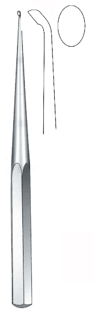 Cureta para hueso Brun, ángulo de 45°, figura 6 - longitud = 23 cm / 9"