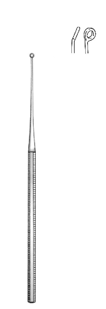 Buck Ear Curette, octagonal handle, blunt, figure 1 - length = 16.5 cm / 6-1/2"