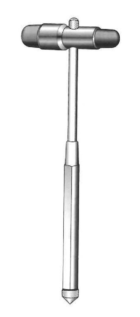 Buck reflex hammer with needle and brush, stainless steel - length = 18 cm / 7"