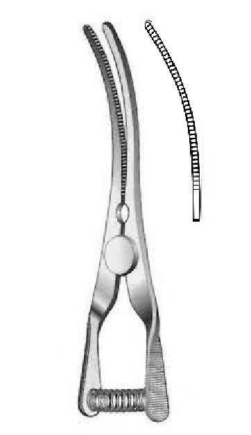 Pinza con resorte Bulldog, curvada - longitud = 4.5 cm / 1-3/4"