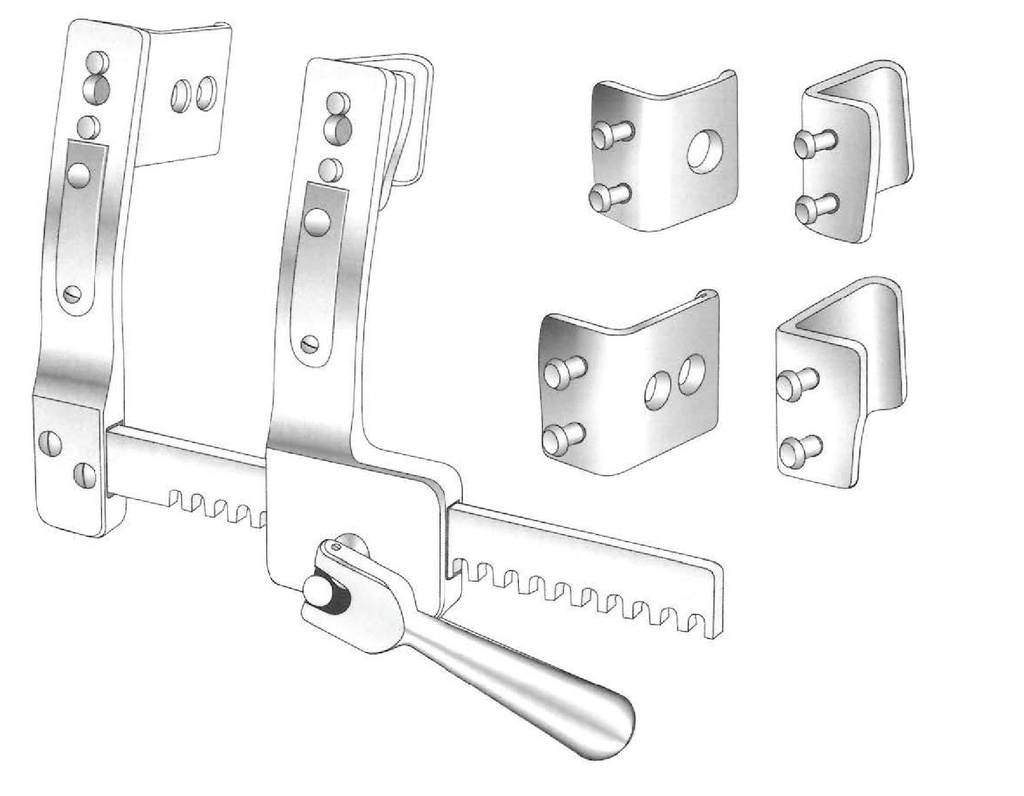 Burford Rib Retractor for Children with 2 pairs of leaflets - opening = 135mm