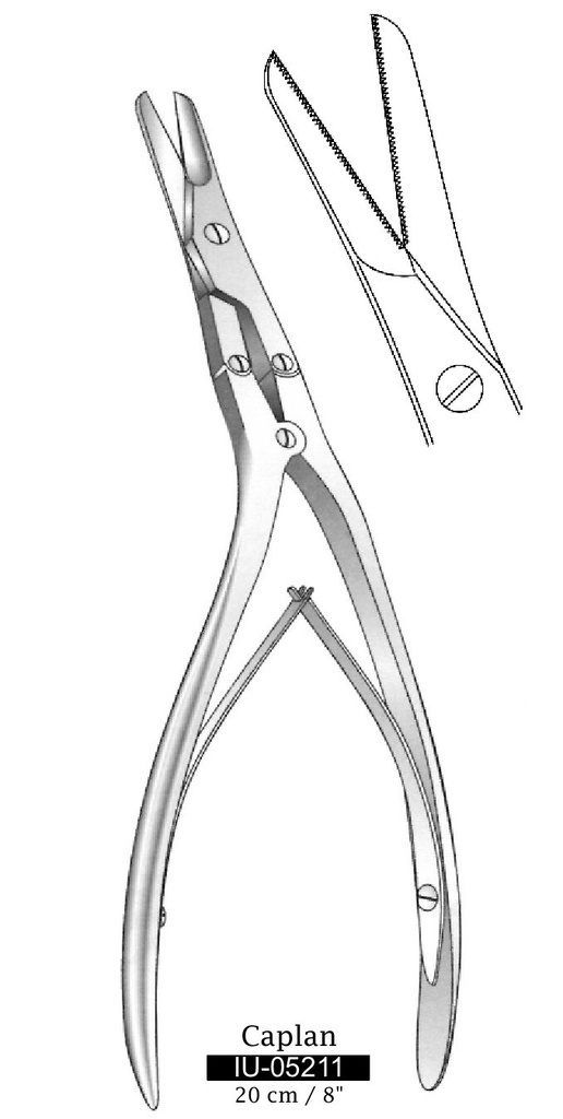 Tijera para tabique nasal Caplan, curvada - longitud = 20 cm / 8"