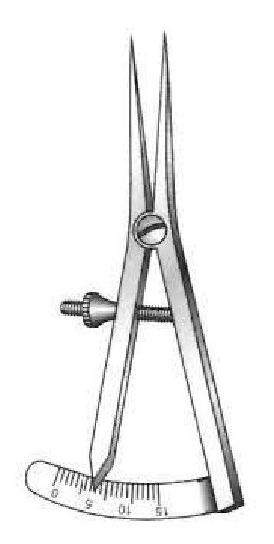 Calibrador castroviejo, rango de medida 15 mm - longitud = 8 cm / 3-1/4&quot; 