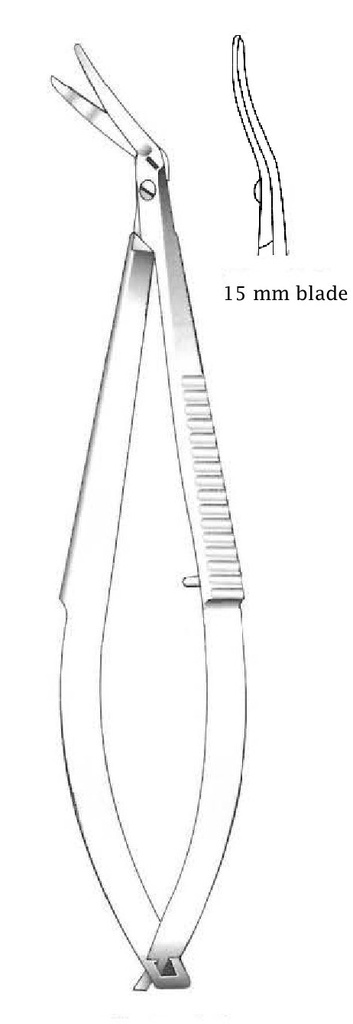 Tijera corneal Castroviejo, longitud valva = 10 mm, derecha - longitud = 10 cm / 4&quot;