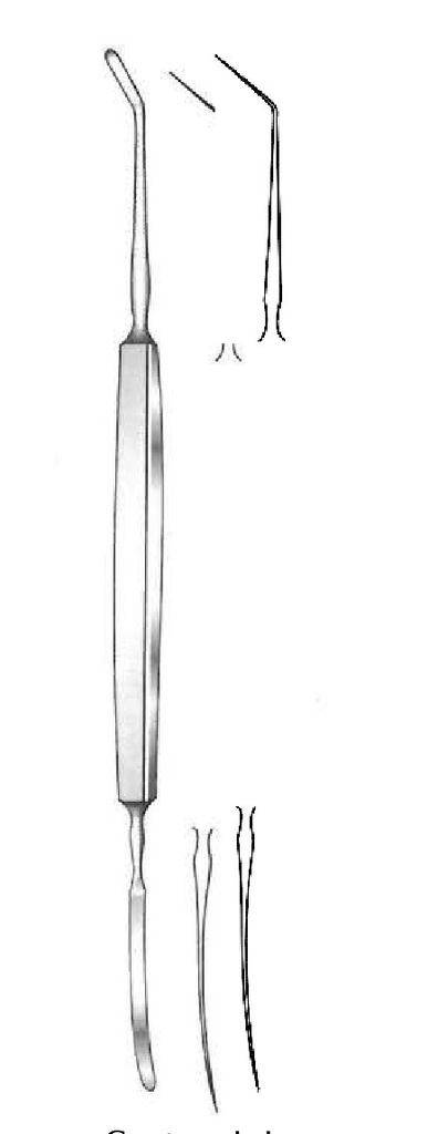 Castroviejo hook and spatula, double point - length = 14 cm / 5-1/2"