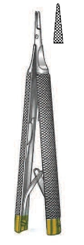 Castroviejo Needle Holder, straight, TC Gold - length = 13 cm / 5"