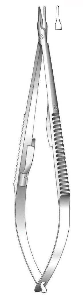 Castroviejo locking needle holder, extra delicate, straight - length = 13.5 cm / 5-1/2"