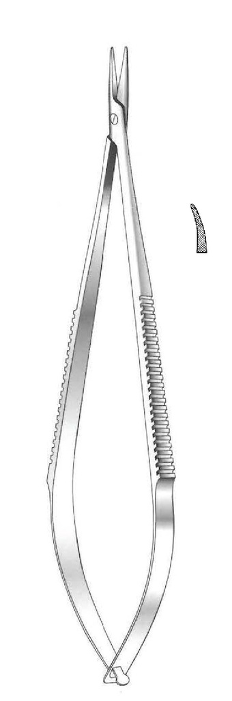 Porta agujas Castroviejo sin bloqueo, dentado, curva - longitud = 13.5 cm / 5-1/2"