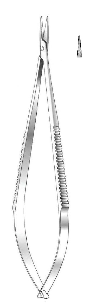 Porta agujas Castroviejo sin bloqueo, dentado, recta - longitud = 13.5 cm / 5-1/2"