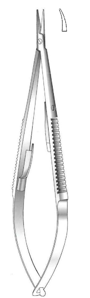 Castroviejo Locking Needle Holder, smooth point, curved - length = 18 cm / 7"
