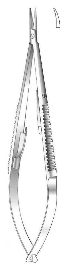 Castroviejo Locking Needle Holder, smooth point, curved - length = 20 cm / 8"