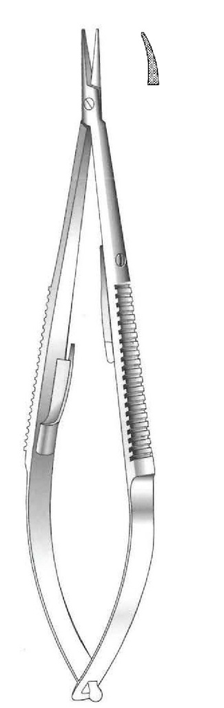 Porta agujas Castroviejo con bloqueo, dentado, curva - longitud = 20 cm / 8"
