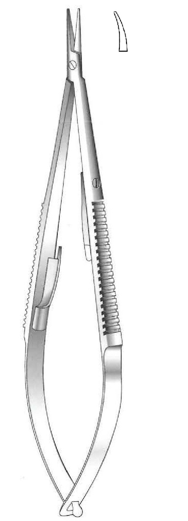 Castroviejo Locking Needle Holder, smooth point, curved - length = 23 cm / 9"