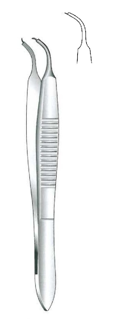 Castroviejo Tissue Forceps, curved - length = 9 cm / 3-1/2"