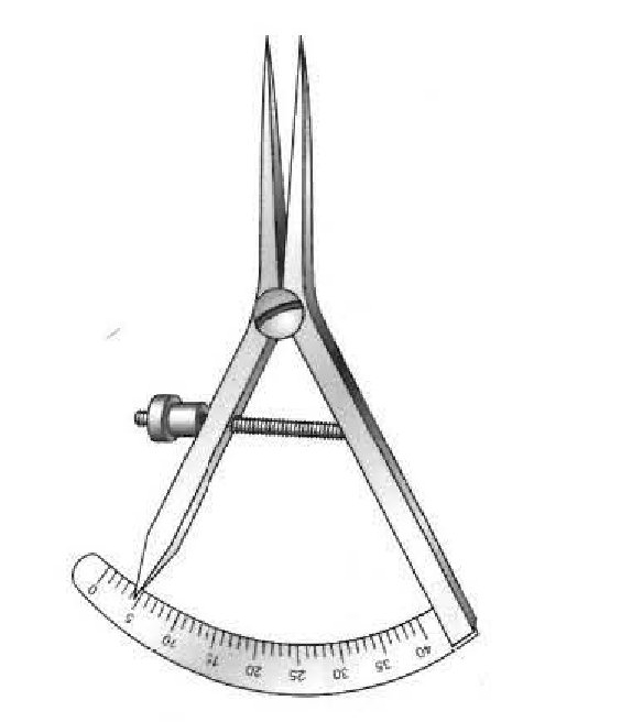 Calibrador Castroviejo-Epker, recto, rango de medición 40 mm - longitud = 9 cm / 3-1/2"