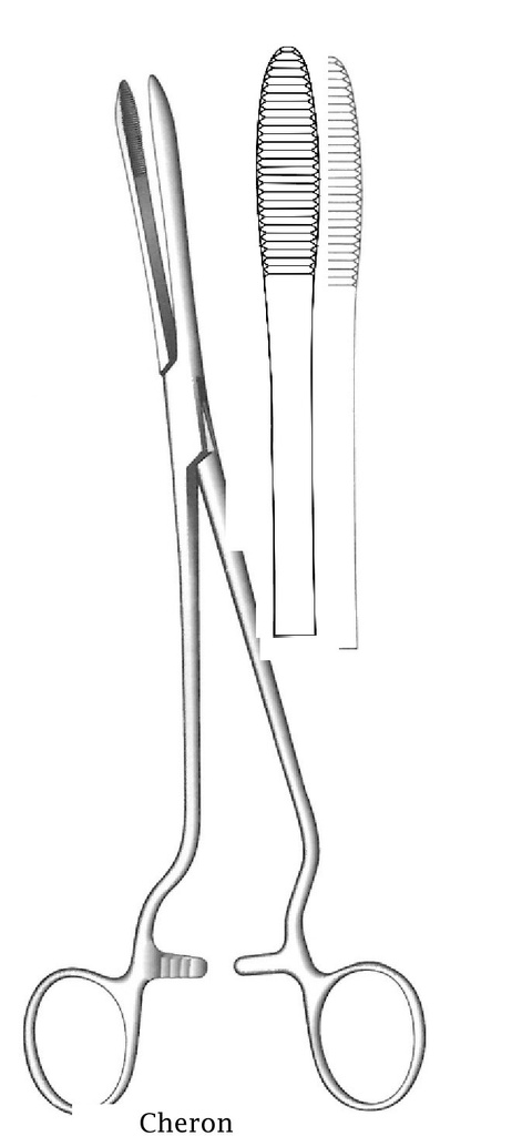 Cheron Forceps, angled side handles - length = 24 cm / 9-1/2"