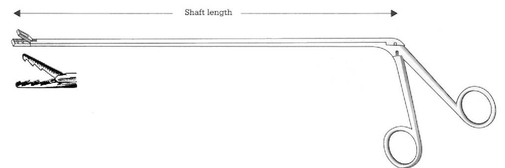 Pinza para esofagoscopía Chevalier-Jackson, figura 9 - longitud del eje = 30 cm / 12"