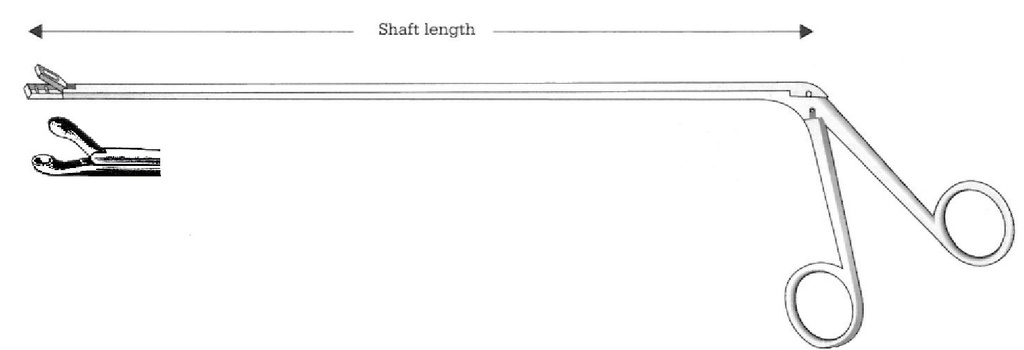 Chevalier-Jackson esophagoscopy forceps, figure 13 - shaft length = 30 cm / 12"