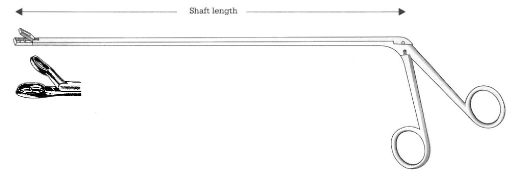 Chevalier-Jackson Esophagoscopy Forceps, figure 20 - shaft length = 60 cm / 24"