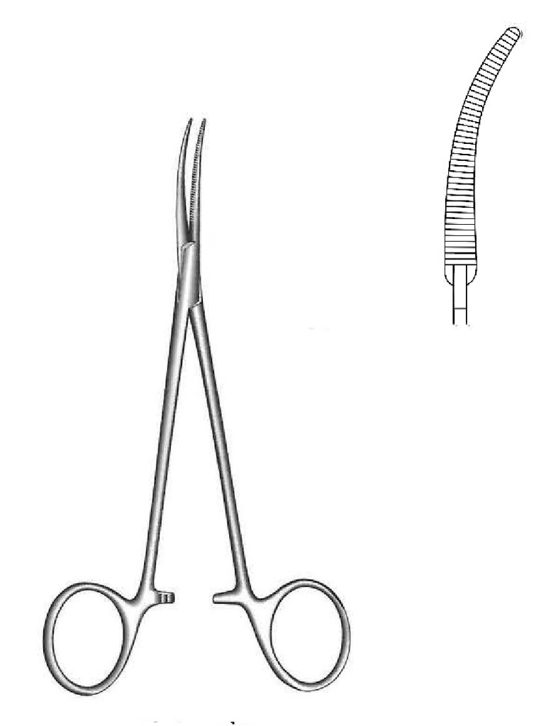 Pinza para arteria de Christophe, curva - longitud = 16 cm / 6-1/4"