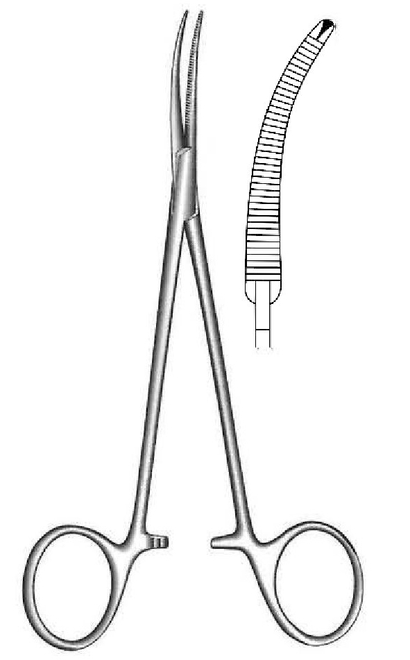 Pinza para arteria de Christophe, curva, dientes 1:1 - longitud = 16 cm / 6-1/4"