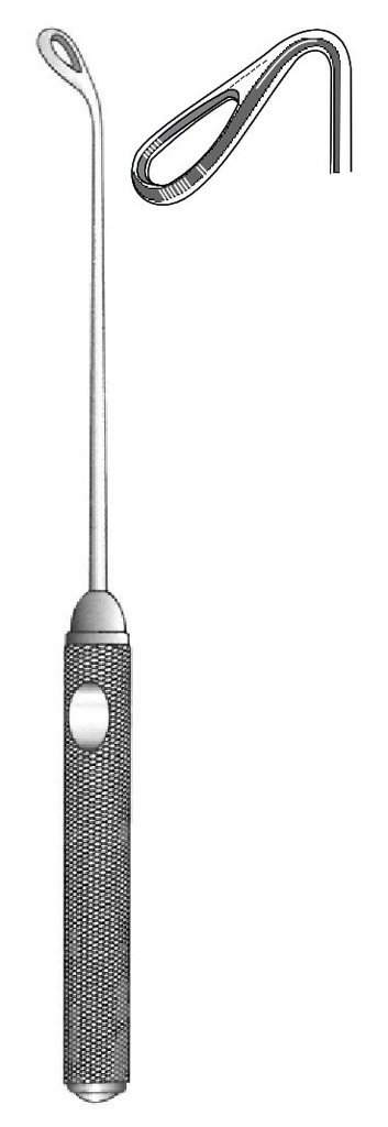 Coakley Adenoid Curette, sharp curve, oval - length = 17 cm / 6-3/4"