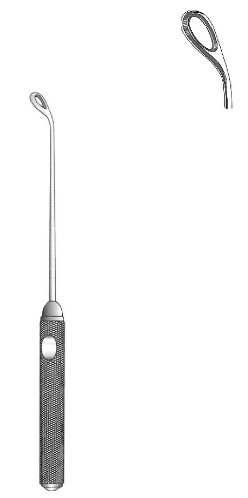 Cureta para adenoides Coakley, curva fuerte, ovalado - longitud = 17 cm / 6-3/4"