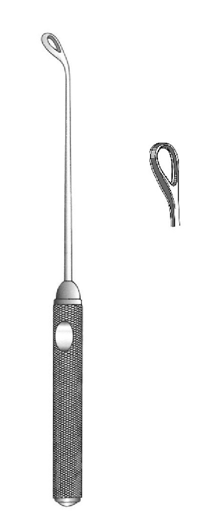 Cureta para adenoides Coakley, curva pequeña, ovalado - longitud = 17 cm / 6-3/4"