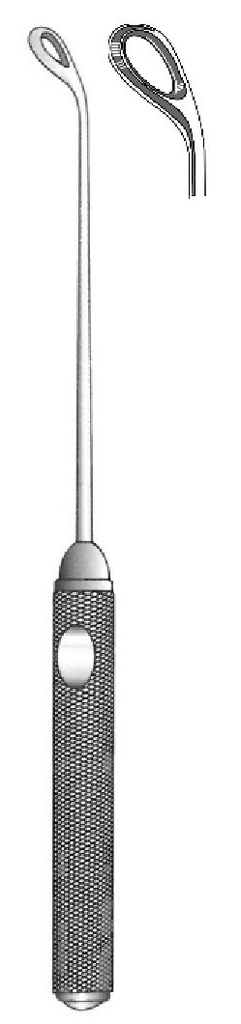 Coakley Adenoid Curette, medium curve, oval - length = 17 cm / 6-3/4"