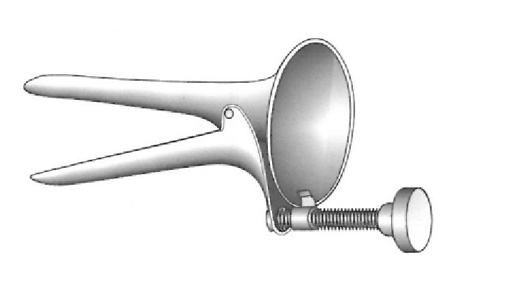 Espéculo vaginal Collin con tornillo - valva = 65 x 10 mm