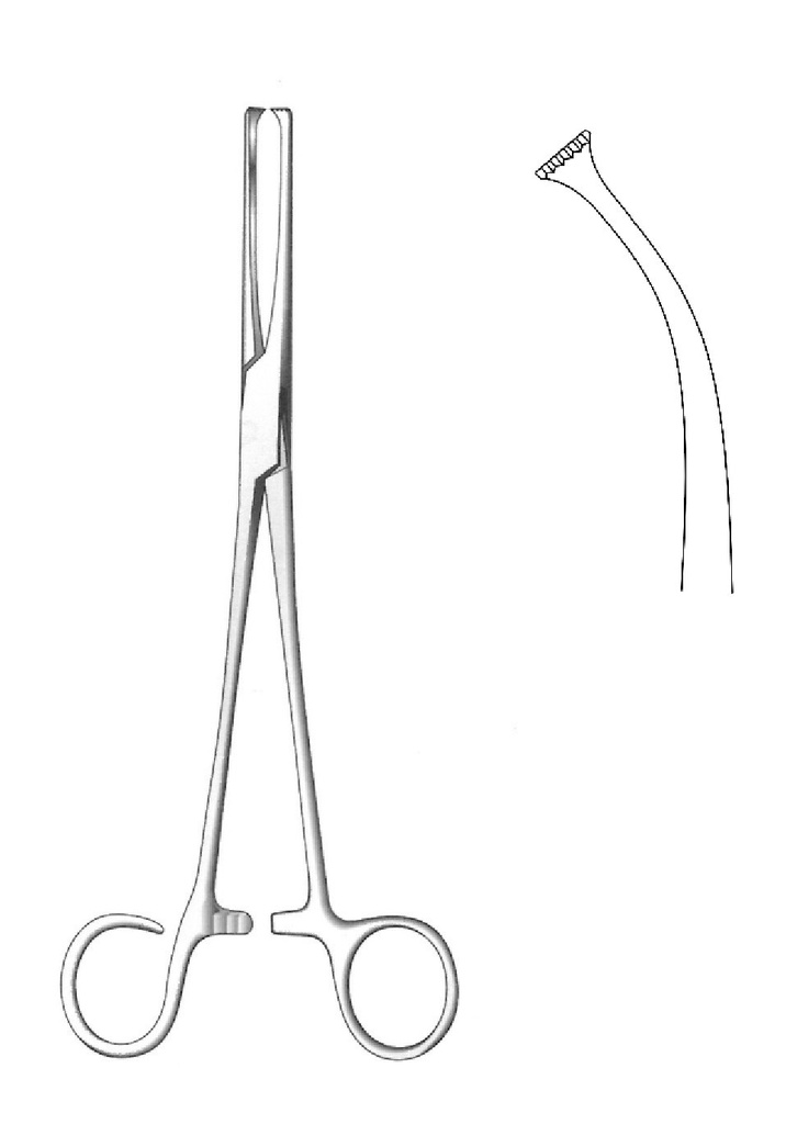 COLVER tonsil grip clamp, curve - length = 19 cm / 7-1 / 2 "