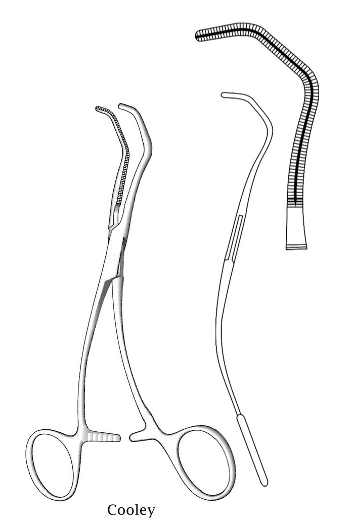 Pinza para anastomosis Cooley - longitud = 16 cm / 6-1/2"