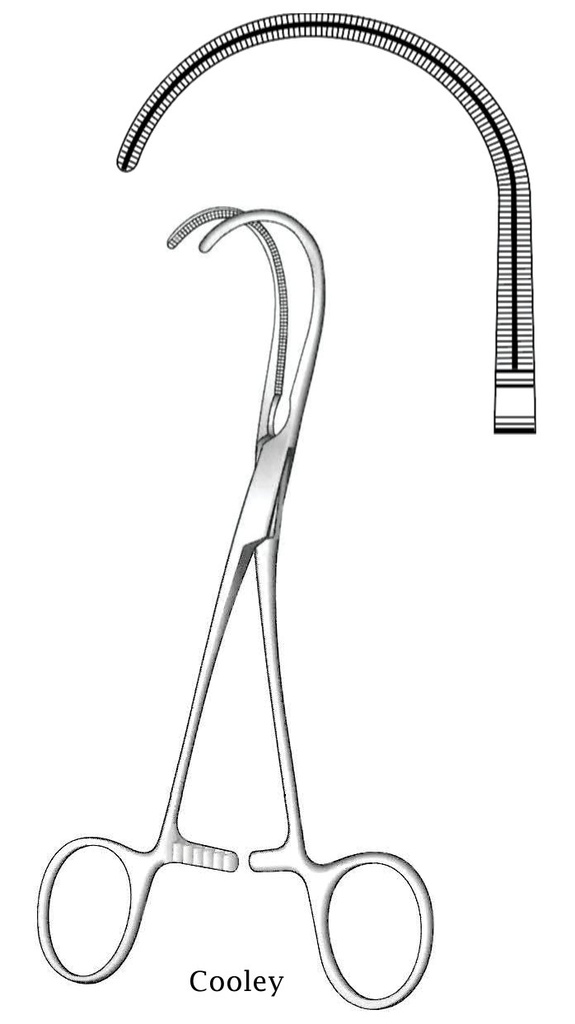 Pinza para anastomosis Cooley, figura 3 - longitud = 17 cm / 6-3/4"