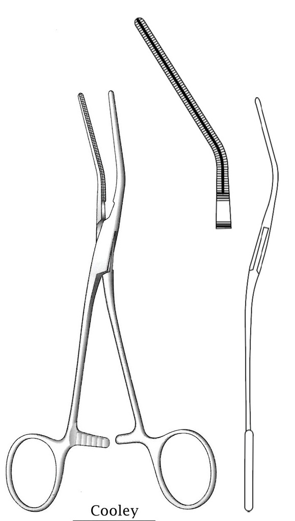 Pinza para anastomosis Cooley, figura 5 - longitud = 17 cm / 6-3/4"