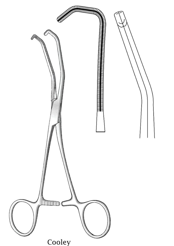 Pinza para anastomosis Cooley, figura 6 - longitud = 17 cm / 6-3/4"