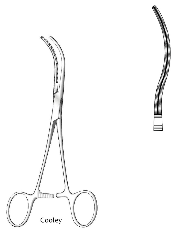 Cooley anastomosis clamp - length = 17.5 cm / 7 "