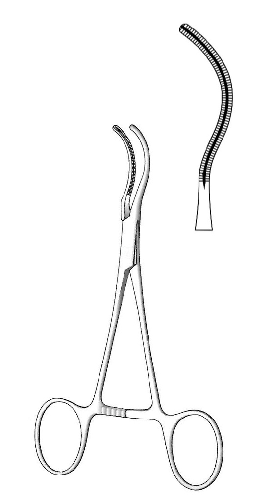 Cooley pediatric vascular clamp, curve - length = 14 cm / 5-1 / 2 "