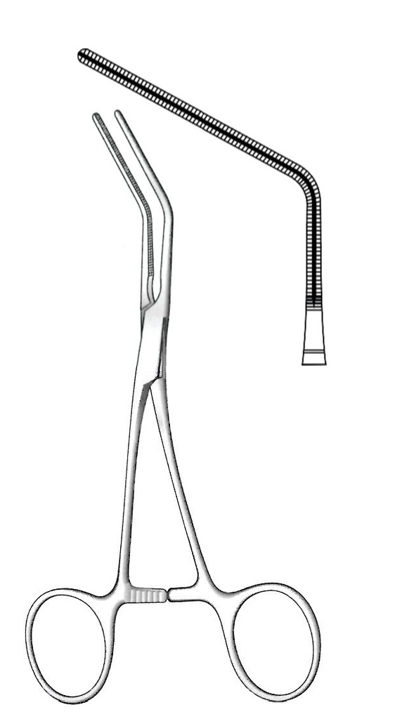 Pinza vascular pediátrica Cooley, curva - longitud = 15 cm / 6"