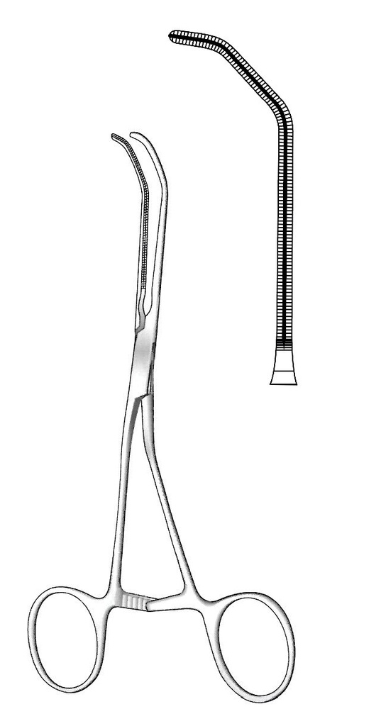 Pinza vascular pediátrica Cooley, curva - longitud = 15.5 cm / 6"