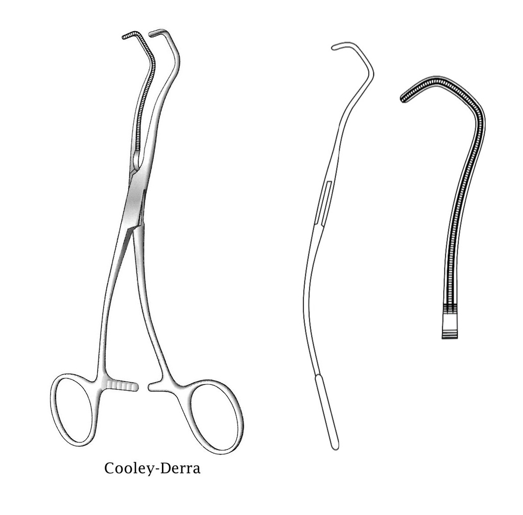 Pinza para anastomosis Cooley-Derra - longitud = 16 cm / 6-1/4"