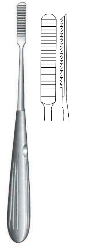 Lima for cottle bones, unique end, wide 9 mm - length = 20.5 cm / 8 "