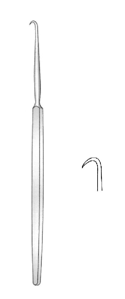 Gancho para rinoplastia Cottle, completamente curvado - longitud = 15 cm / 6"
