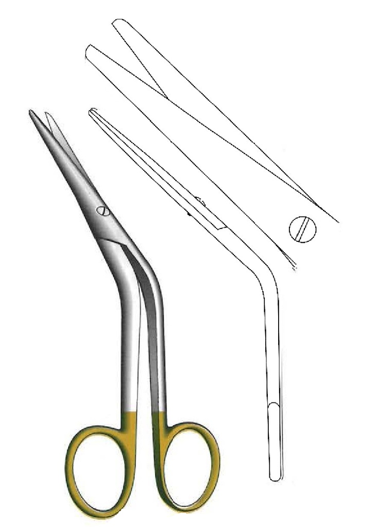 Cottle, angled, Gold TC scissors - length = 16 cm / 6-1 / 2 "