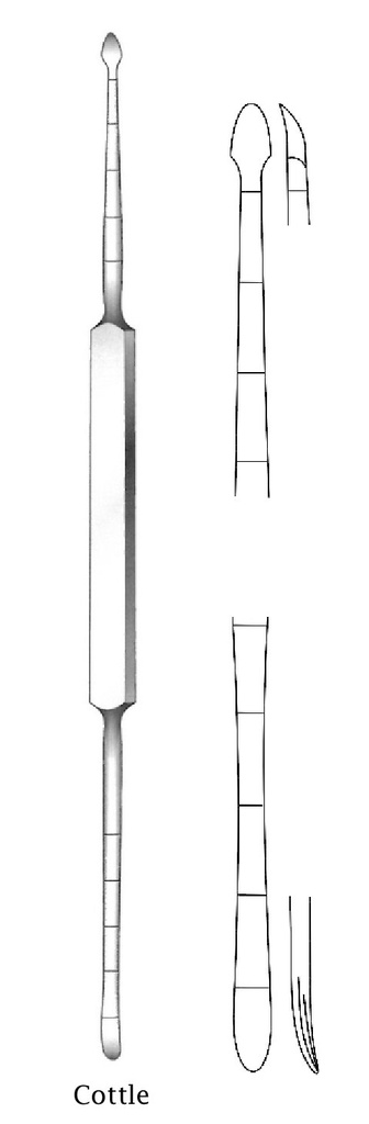 Cottle Periosteal Elevator, tip = 4.5 / 4.5 mm - length = 22 cm / 8-3/4"