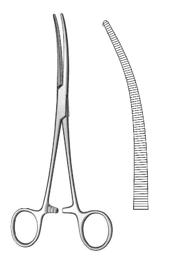 Cóforda artery clamp, curve - length = 24.5 cm / 9-3 / 4 "