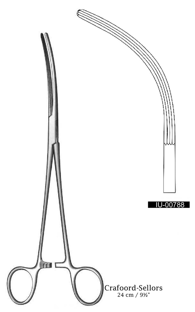 Pinza para arteria Crafoord-Sellors, curvado - longitud = 24 cm / 9-1/2"